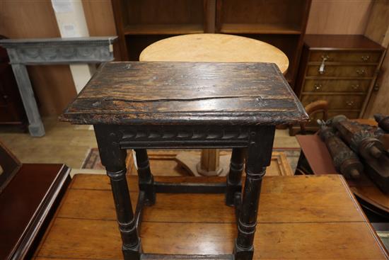 A late 17th century joynt stool W.46cm